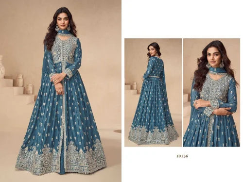 Ashirwad Chinon Embroidery Gown