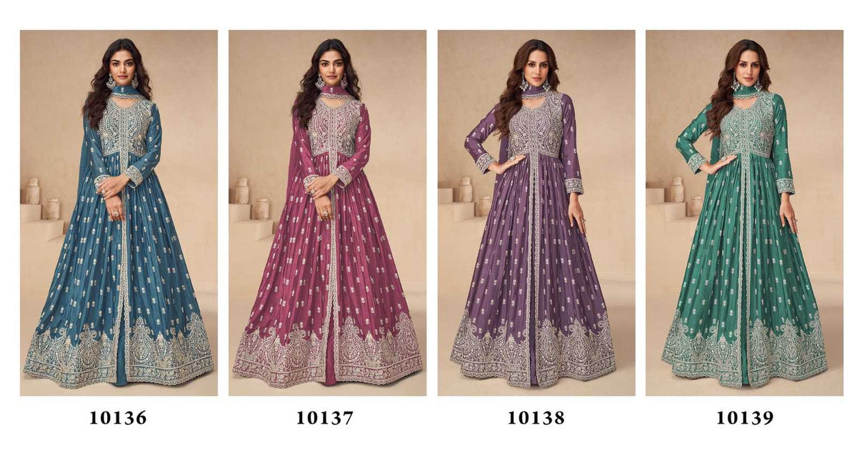 Ashirwad Chinon Embroidery Gown