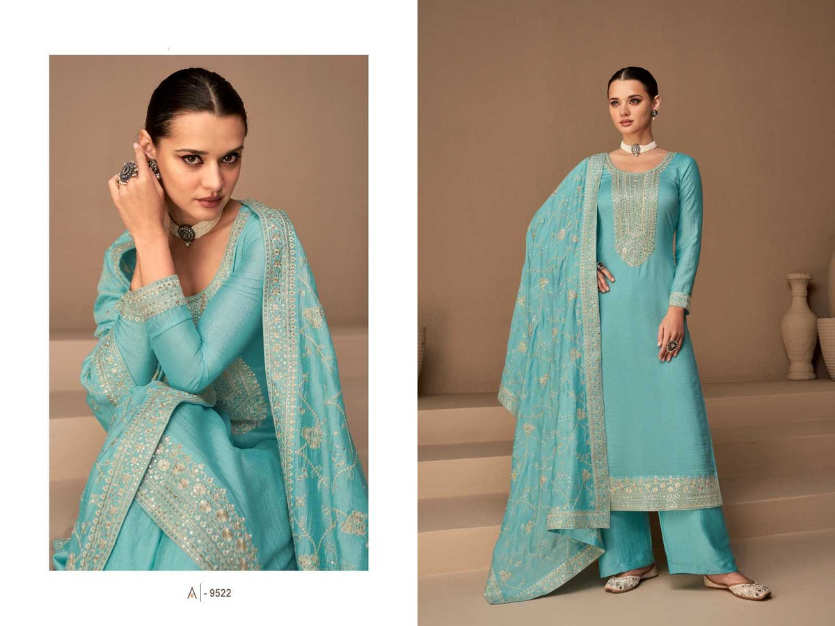 Ashirwad Soft Vichitra Ladies Suit in Sky