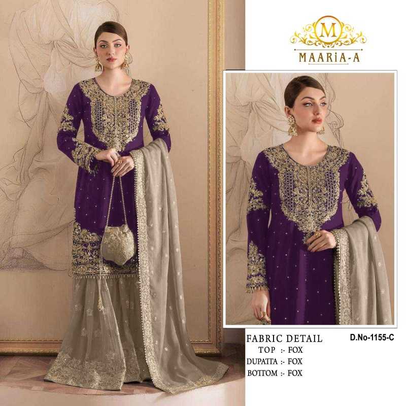 Maaria Faux Georgette Embroidery Suit in Black