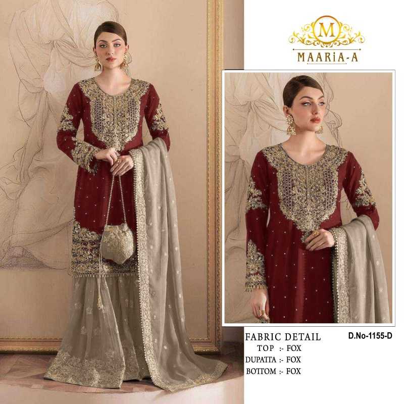 Maaria Faux Georgette Embroidery Suit in Black