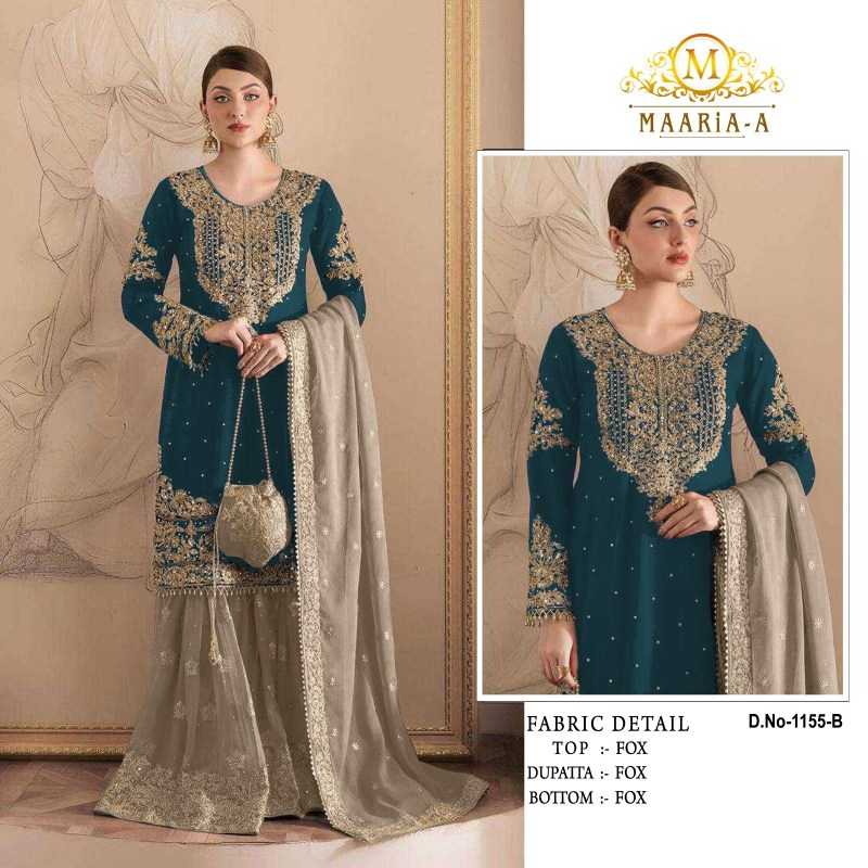 Maaria Faux Georgette Embroidery Suit in Black