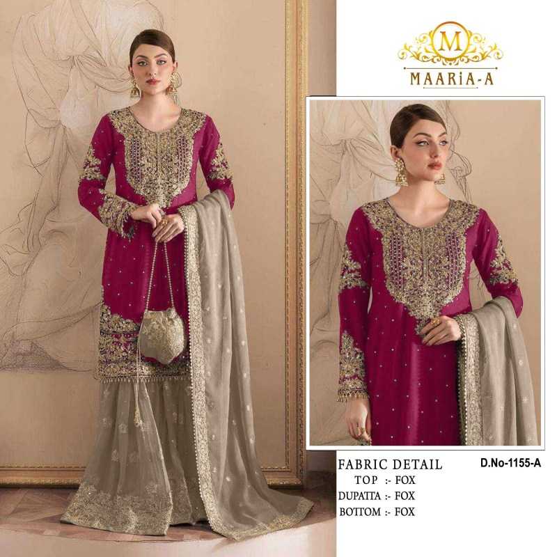 Maaria Faux Georgette Embroidery Suit in Black