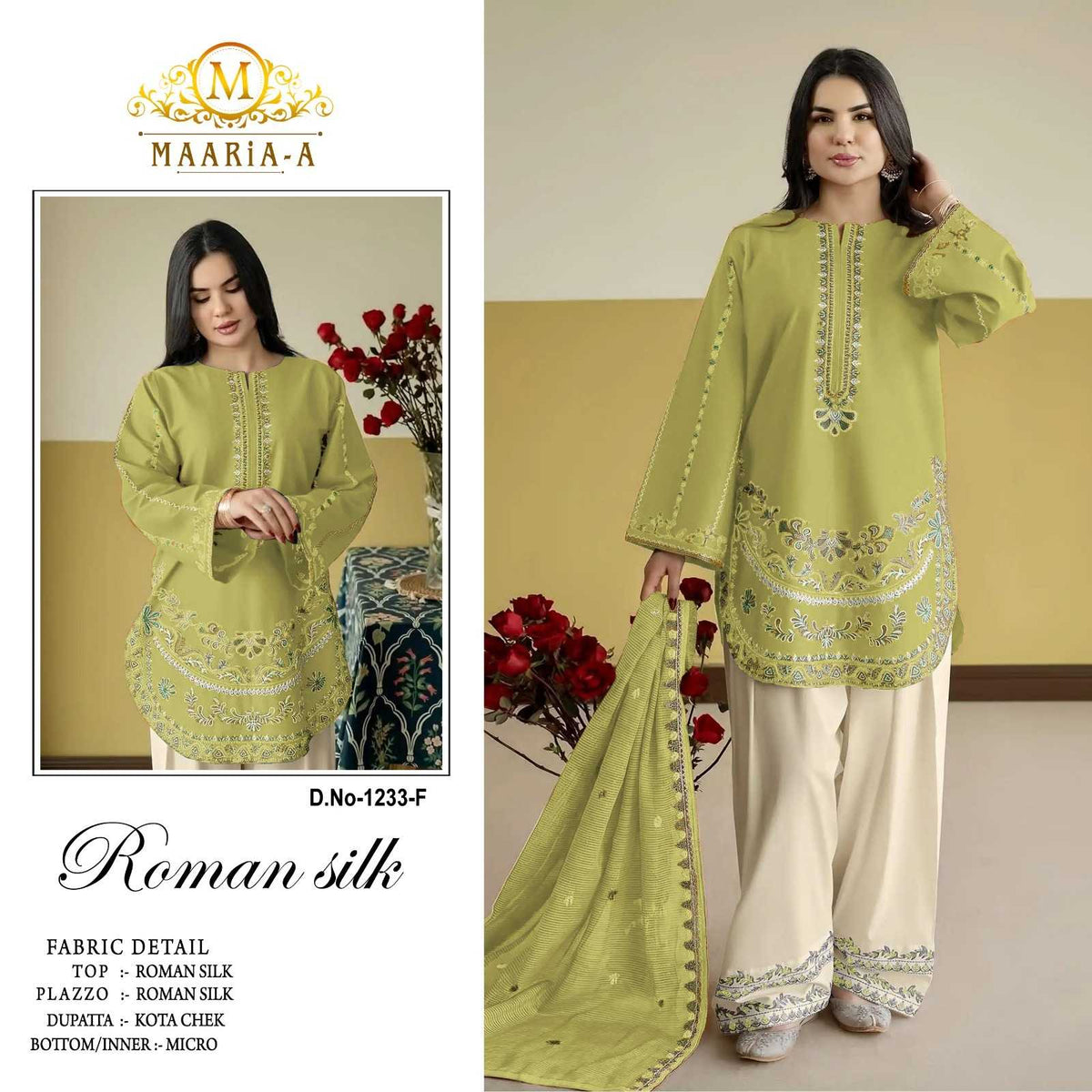 Pakistani Heavy Roman Silk Embroidery Suit