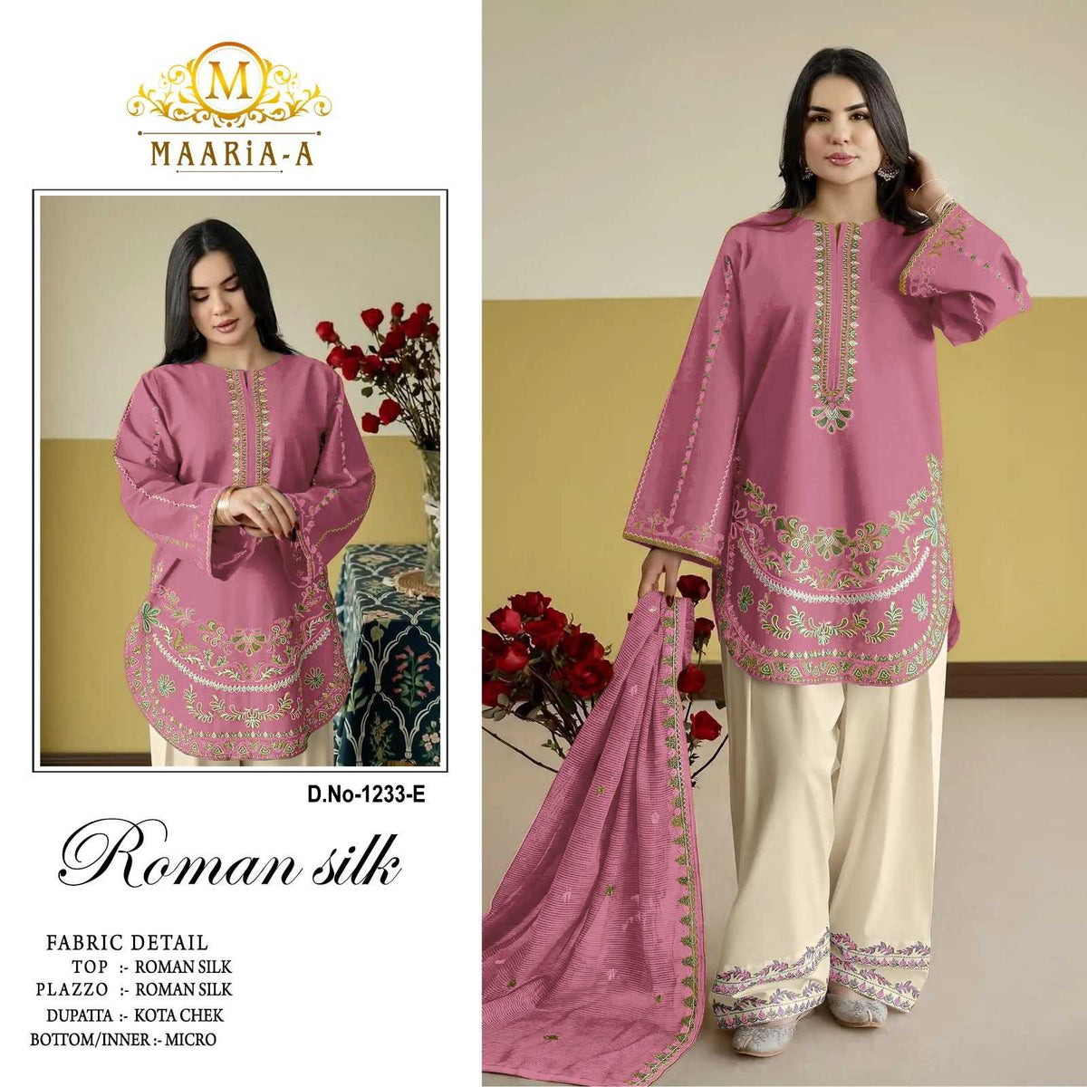 Pakistani Heavy Roman Silk Embroidery Suit