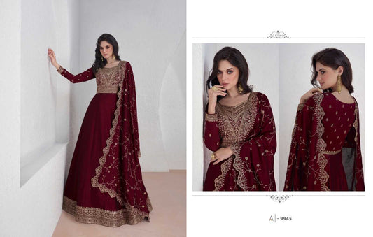 Saroj Soft Vichitra Embroidery Gown