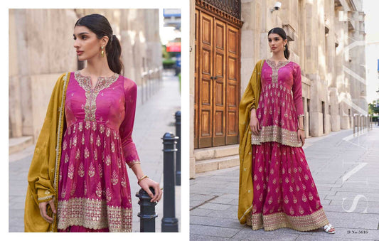 Shimmer Silk Embroidery Suit
