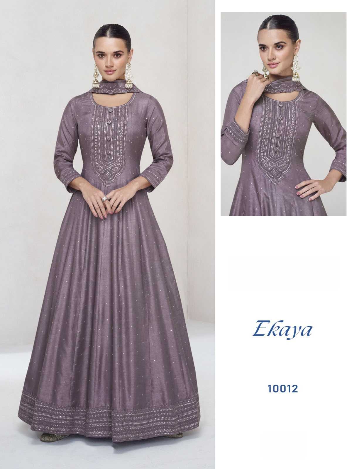 Soft Vichitra Embroidery Gown