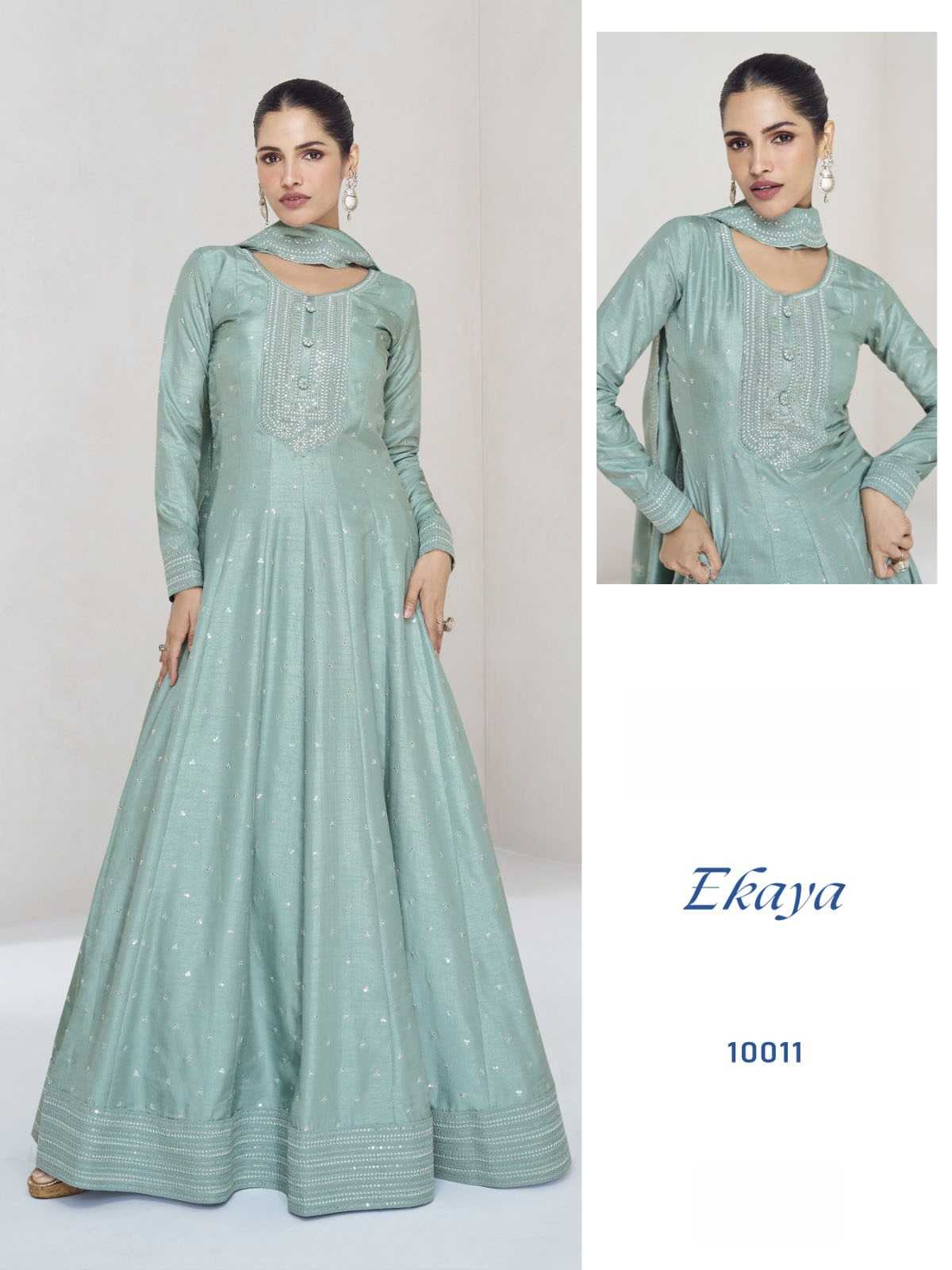 Soft Vichitra Embroidery Gown