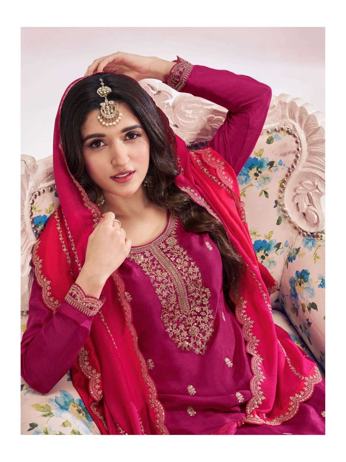 Soft Vichitra Embroidery Suit