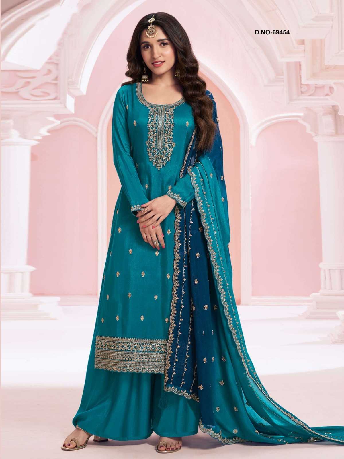 Soft Vichitra Embroidery Suit