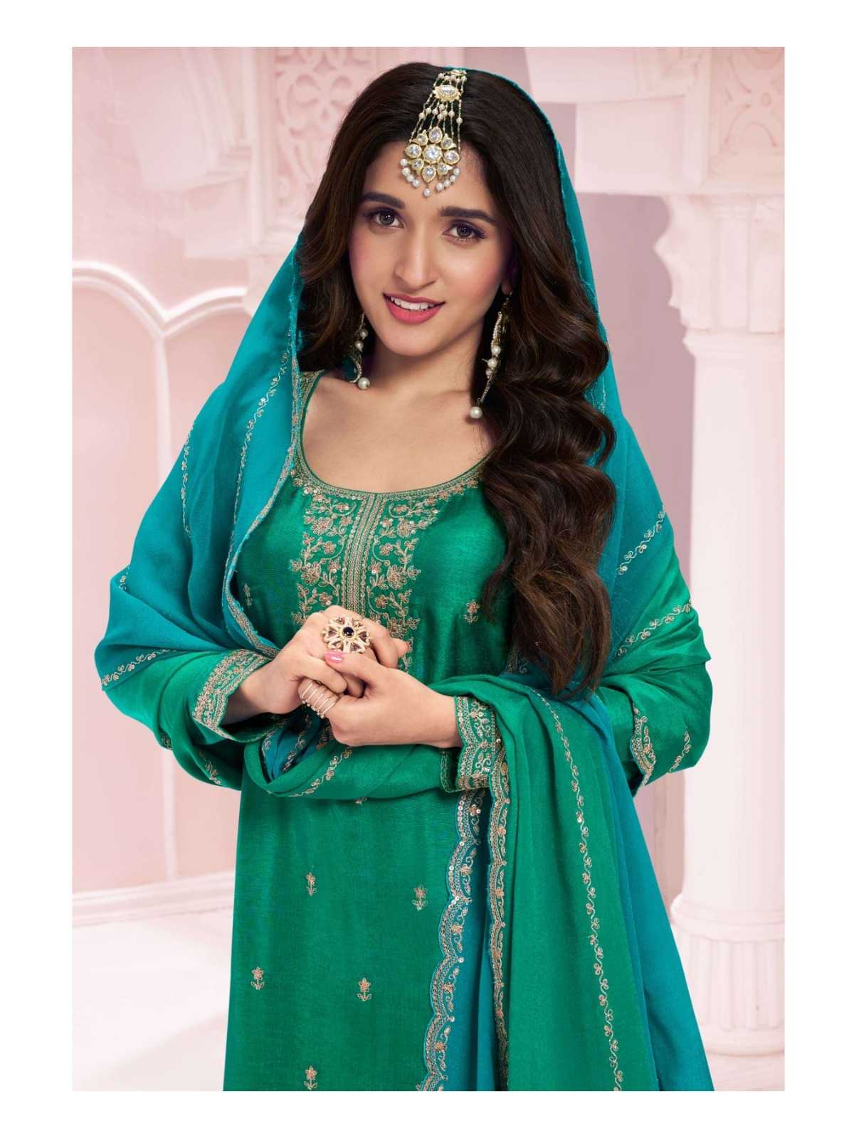 Soft Vichitra Embroidery Suit