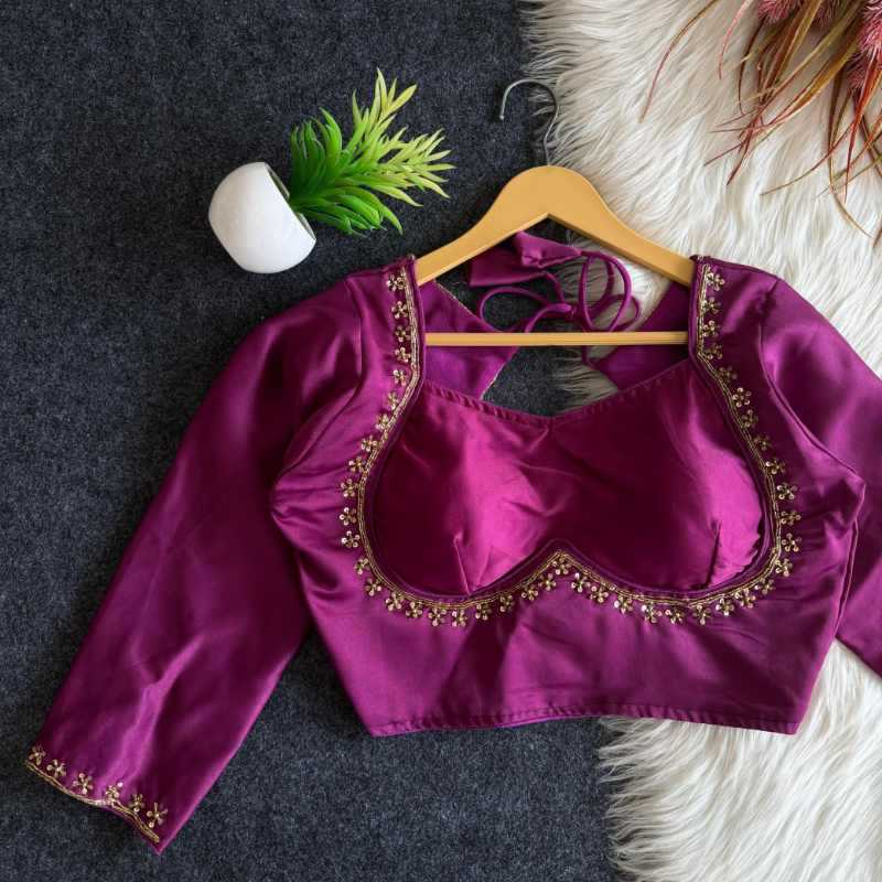 Silk Sequence Embroidery Blouse