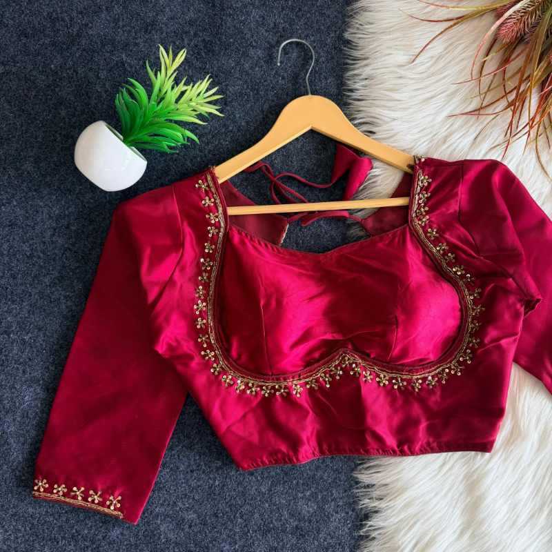 Silk Sequence Embroidery Blouse