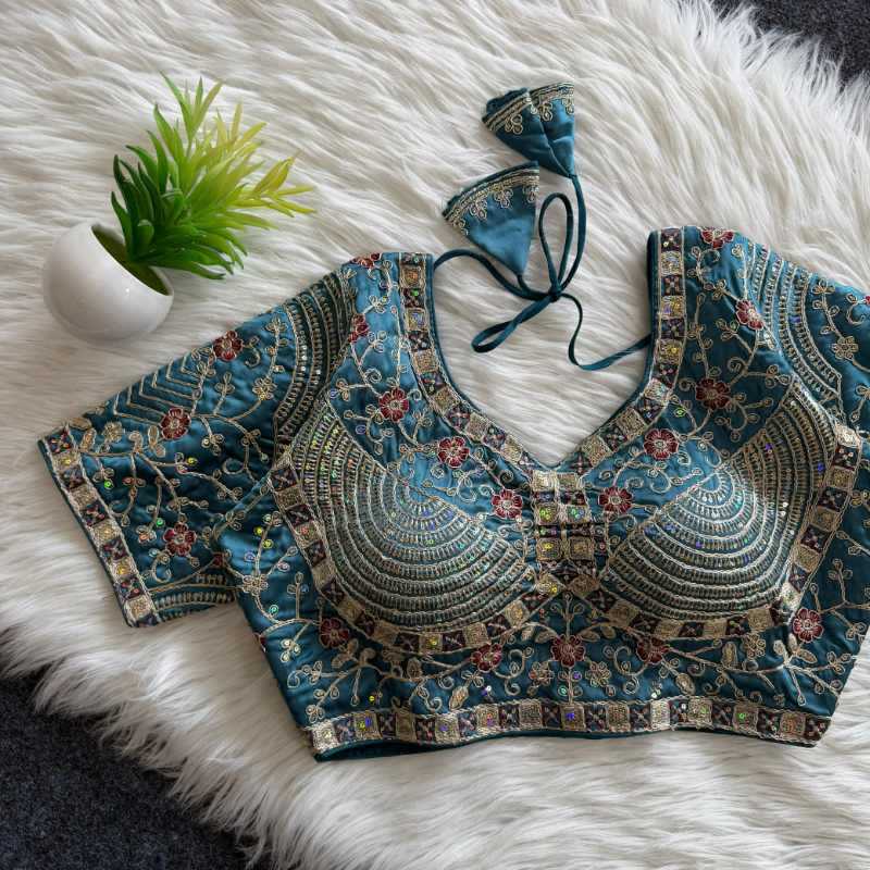 Premium Silk Sequence Embroidery Blouse