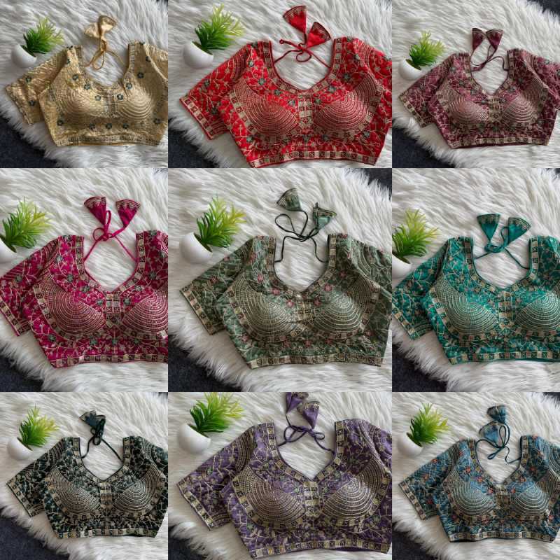Premium Silk Sequence Embroidery Blouse