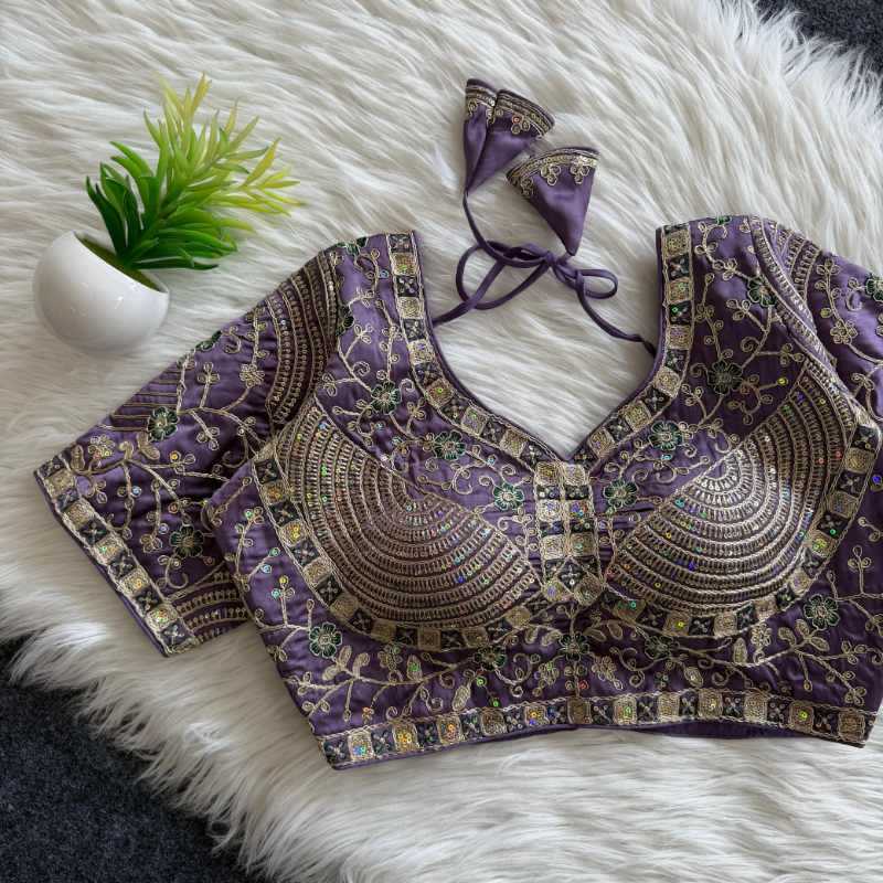 Premium Silk Sequence Embroidery Blouse