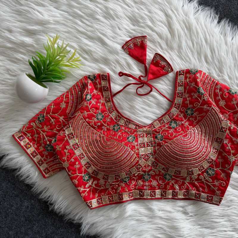 Premium Silk Sequence Embroidery Blouse