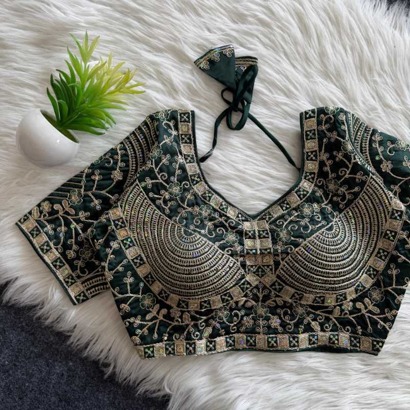 Premium Silk Sequence Embroidery Blouse