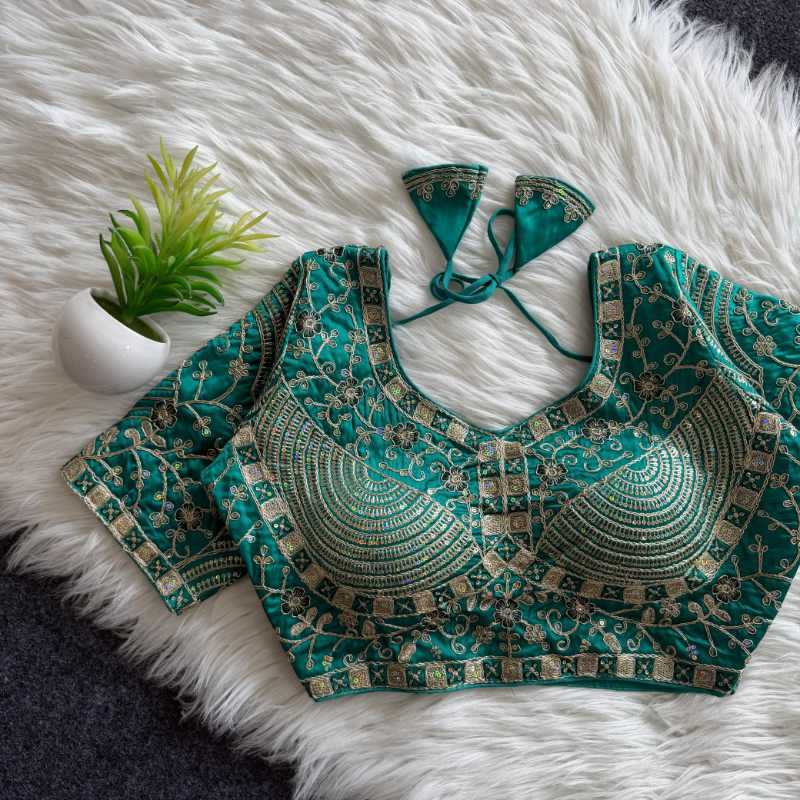 Premium Silk Sequence Embroidery Blouse