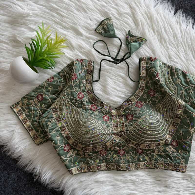 Premium Silk Sequence Embroidery Blouse
