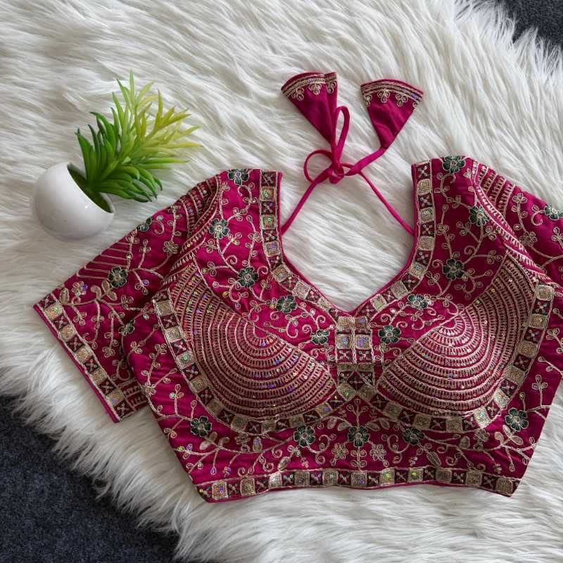 Premium Silk Sequence Embroidery Blouse