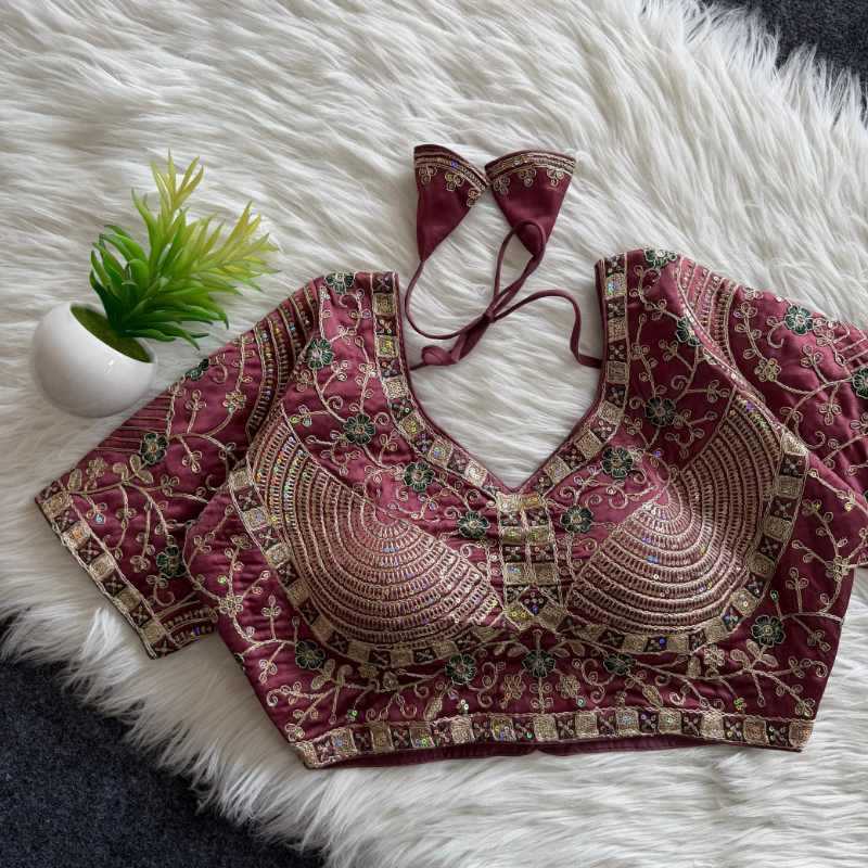 Premium Silk Sequence Embroidery Blouse