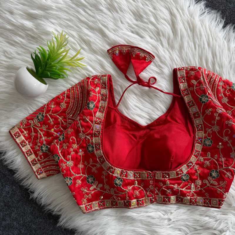 Premium Silk Sequence Embroidery Blouse
