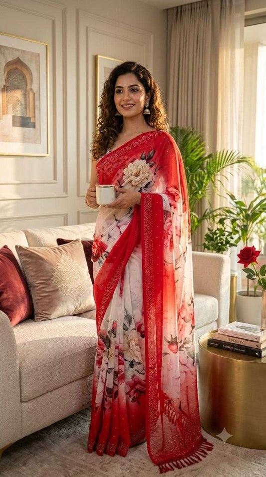 Aadhrisha Georgette Designer Saree in Red