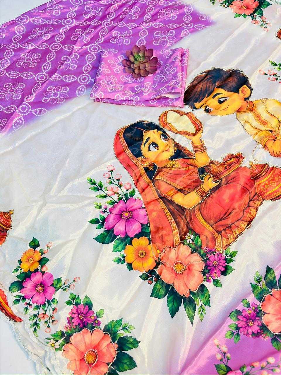 Cut Chinon Silk Designer Saree