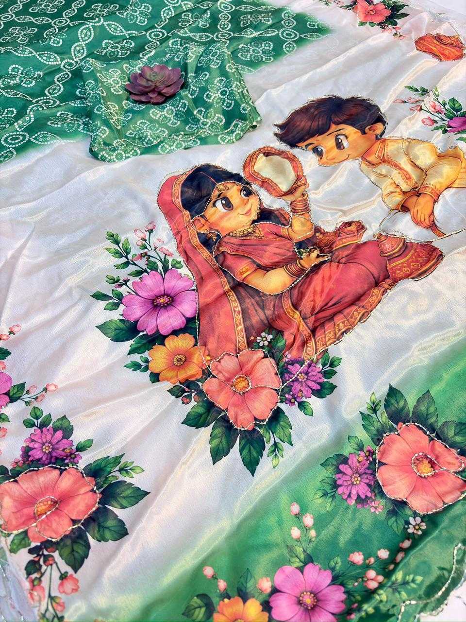 Cut Chinon Silk Designer Saree