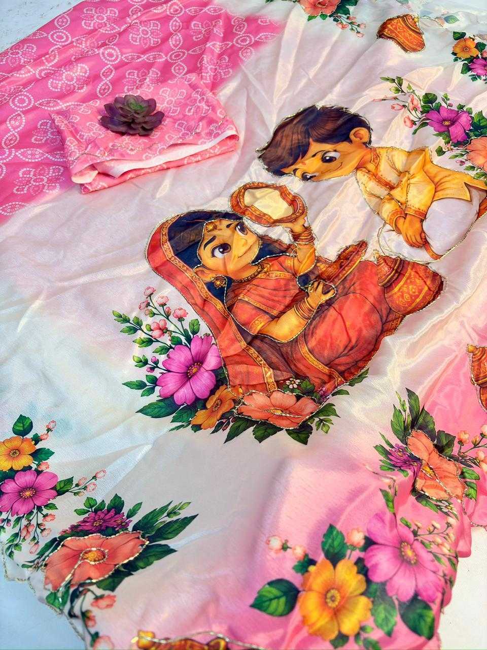 Cut Chinon Silk Designer Saree
