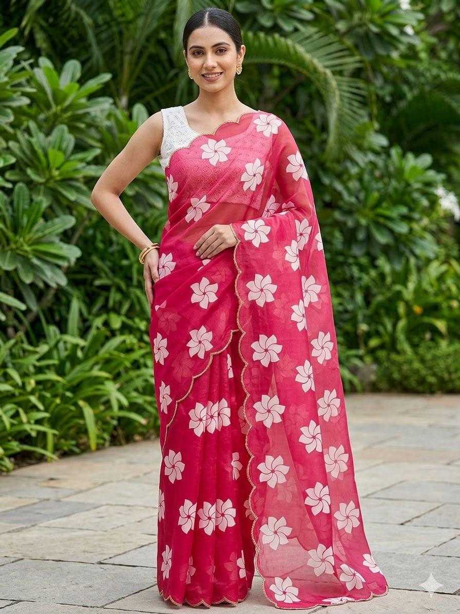 Done Chinon Designer Saree