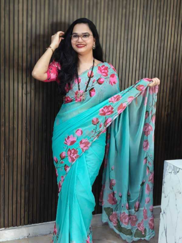 Floral Georgette Fancy Saree