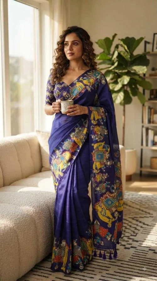 New Tussar Silk Printed Saree