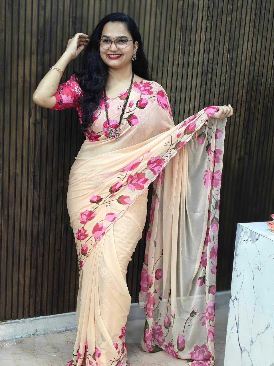 Over Georgette Printed Saree