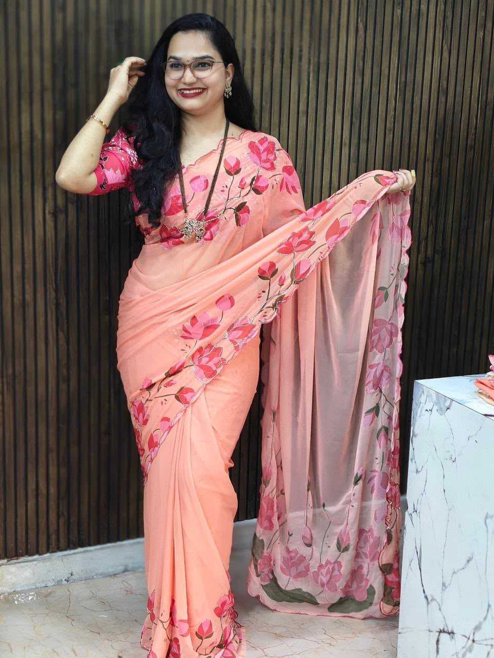 Over Georgette Printed Saree