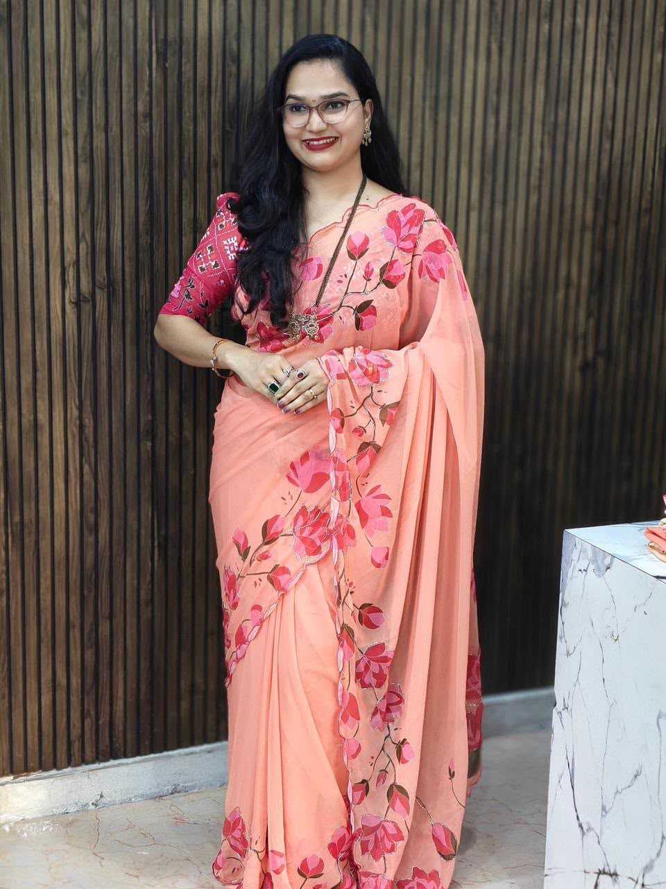 Over Georgette Printed Saree