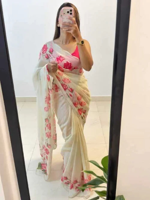 Pure Georgette Printed Saree