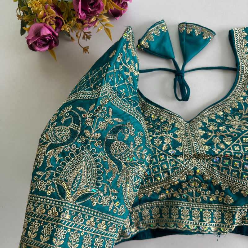 Heavy Silk Sequence Embroidery Blouse
