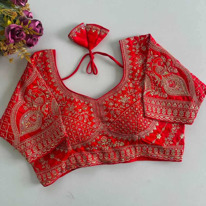 Heavy Silk Sequence Embroidery Blouse