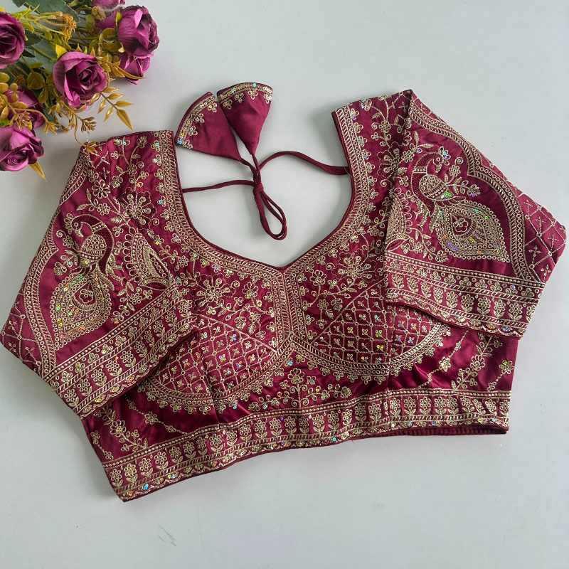 Heavy Silk Sequence Embroidery Blouse