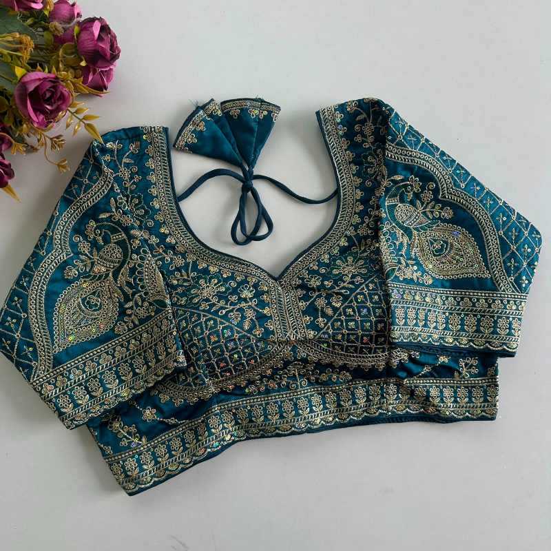 Heavy Silk Sequence Embroidery Blouse