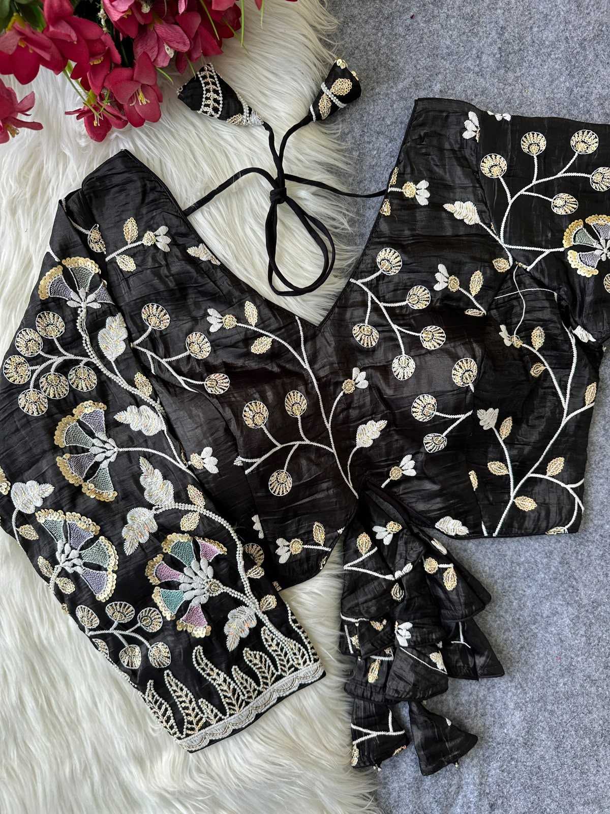 Space Silk Embroidered Blouse