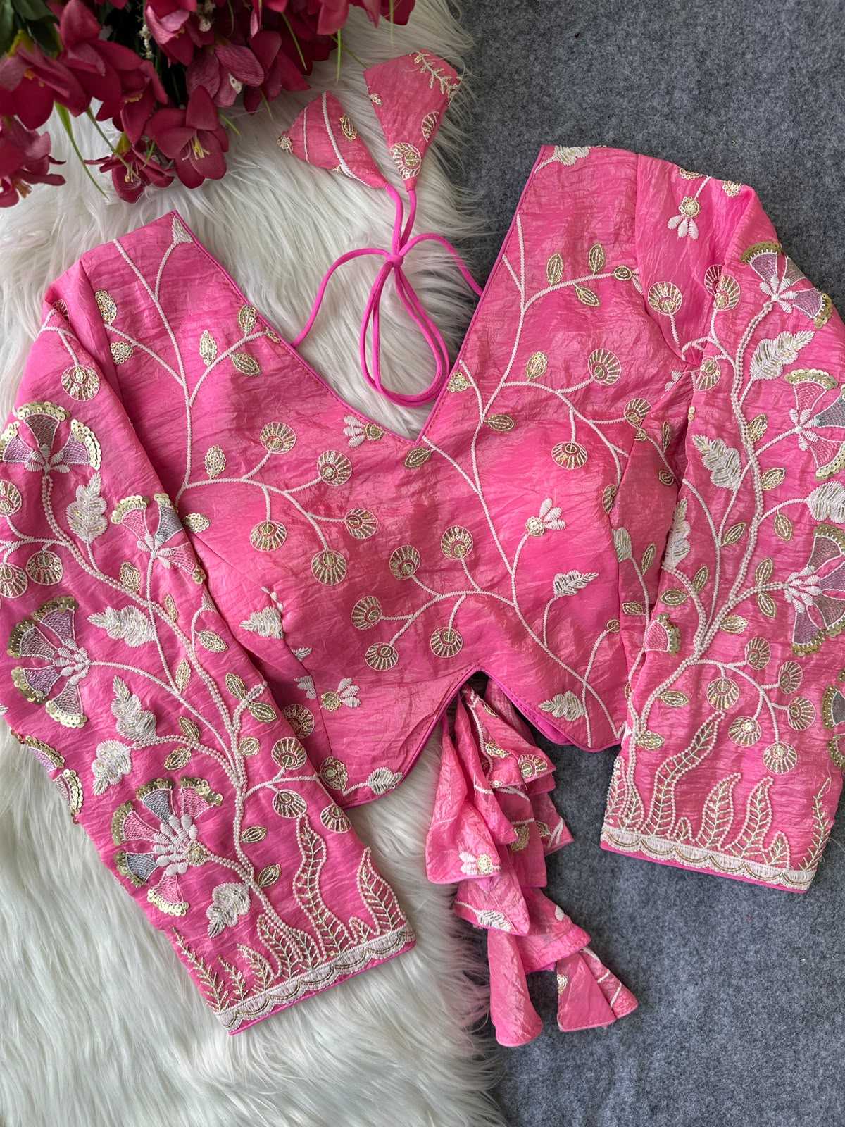 Space Silk Embroidered Blouse