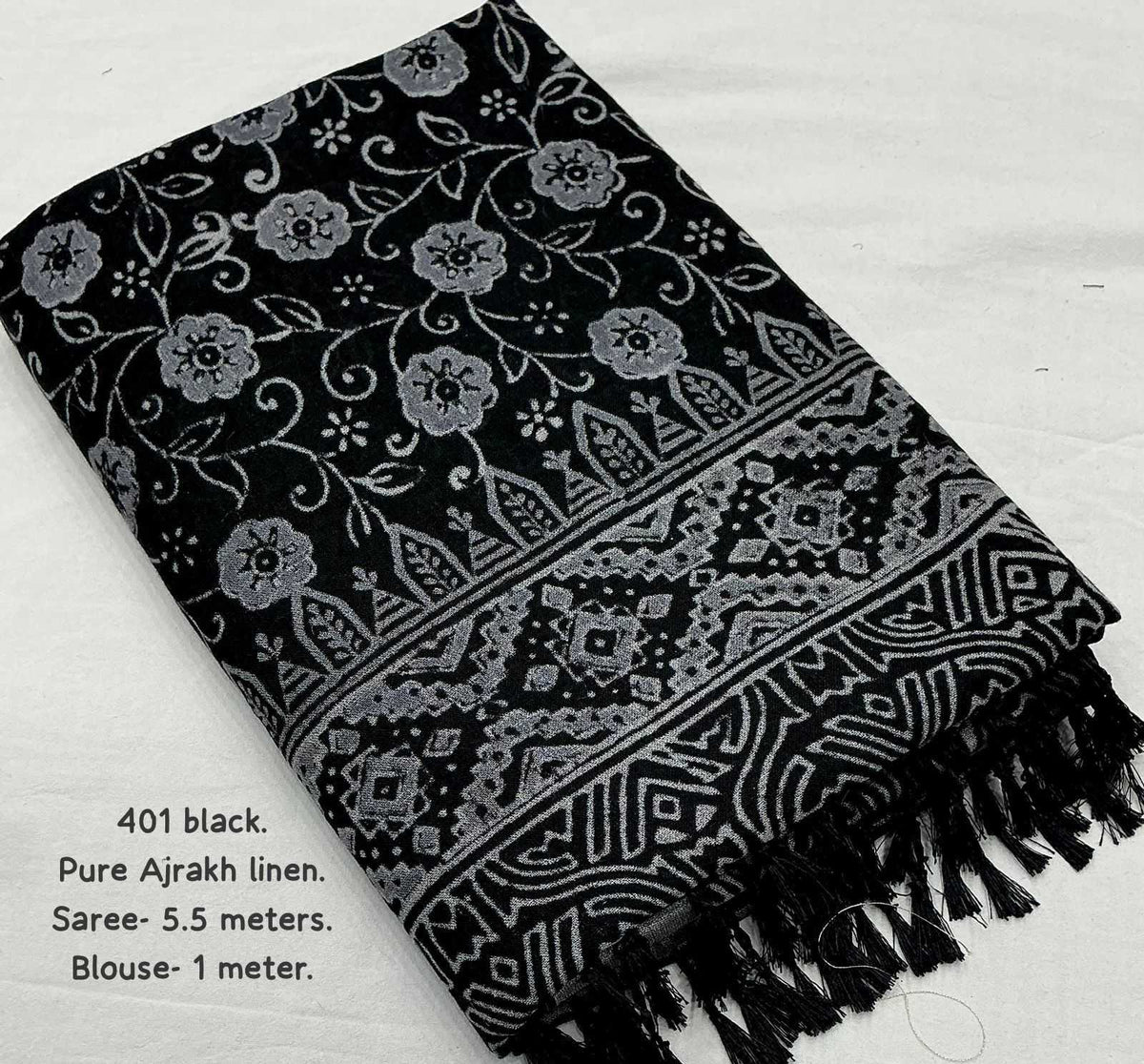 Pure Linen Ajrakh Saree
