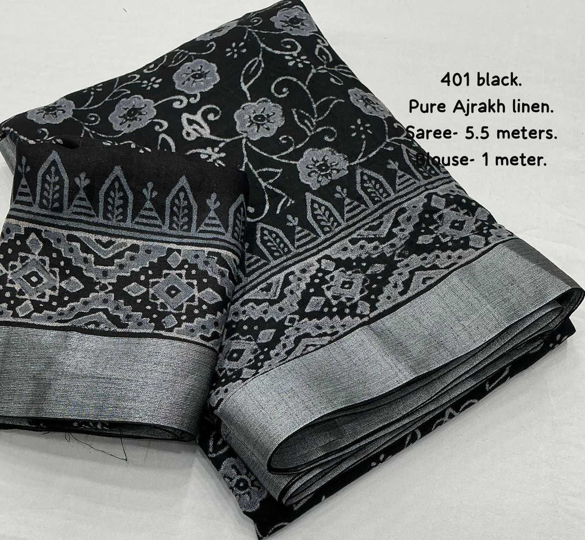 Pure Linen Ajrakh Saree