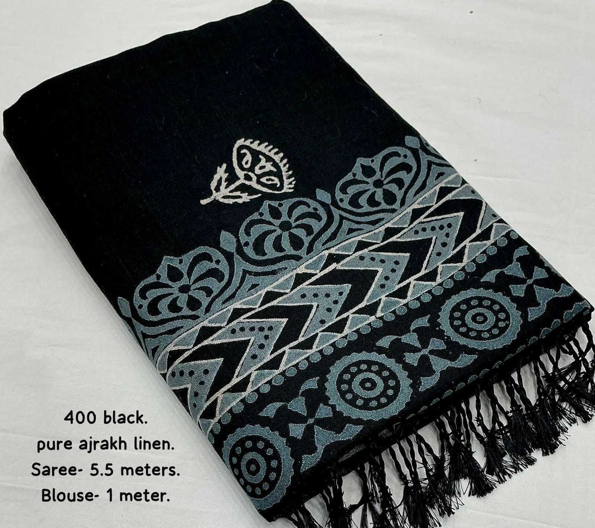 Pure Linen Ajrakh Saree