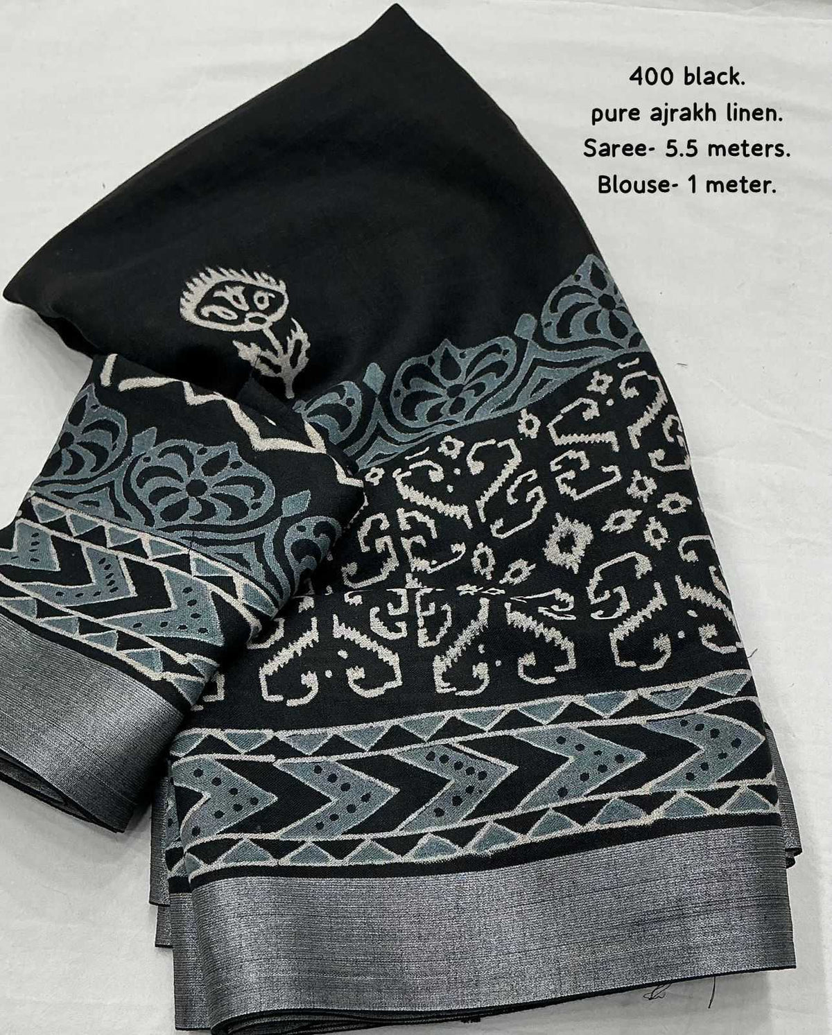 Pure Linen Ajrakh Saree