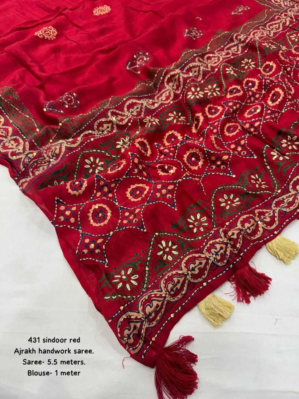 Chanderi Cotton Ajrakh Saree